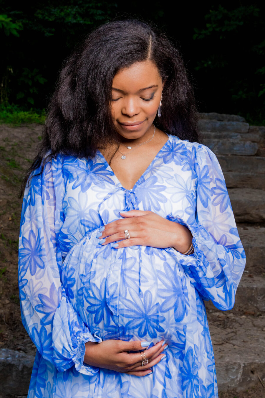 Blue ASOS maternity dress: Shelby Park Maternity Shoot by Jonathan's Photography featured on Nashville Bride Guide